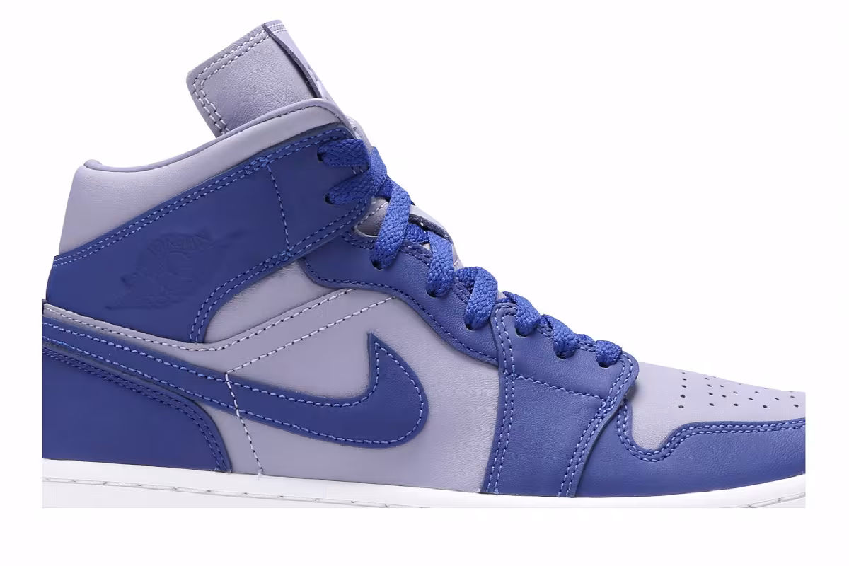Women's Air Jordan 1 Mid SE Iron Purple Deep Royal, view 3