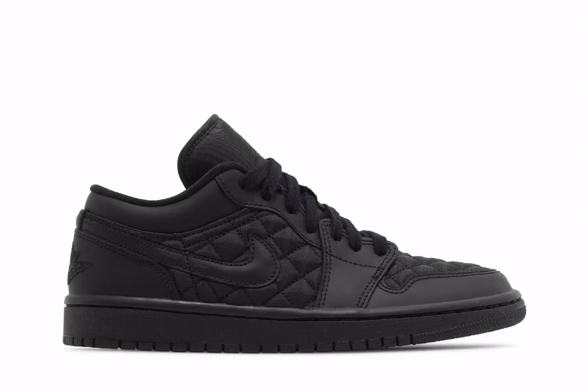 Women's Air Jordan 1 Low Triple Black Quilted, view 2