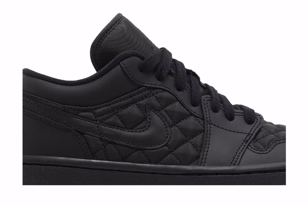 Women's Air Jordan 1 Low Triple Black Quilted, view 3