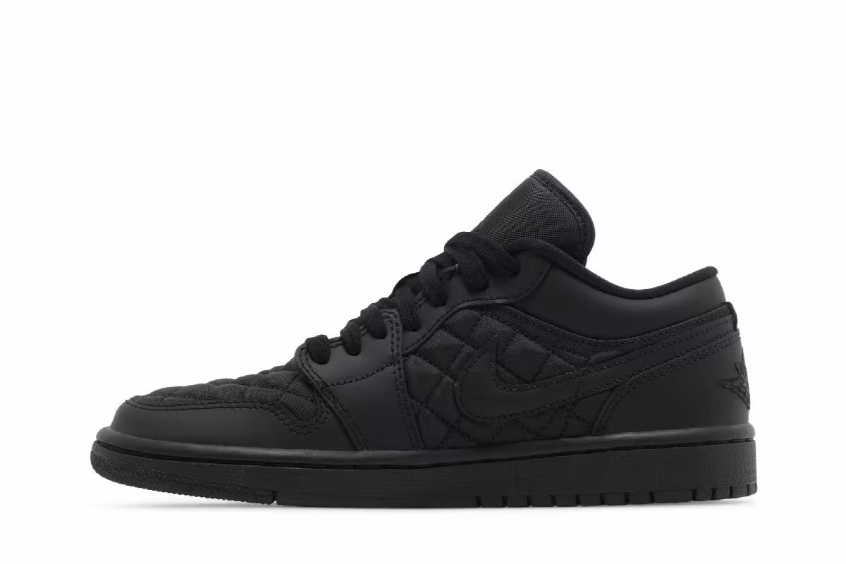 Women's Air Jordan 1 Low Triple Black Quilted, view 4