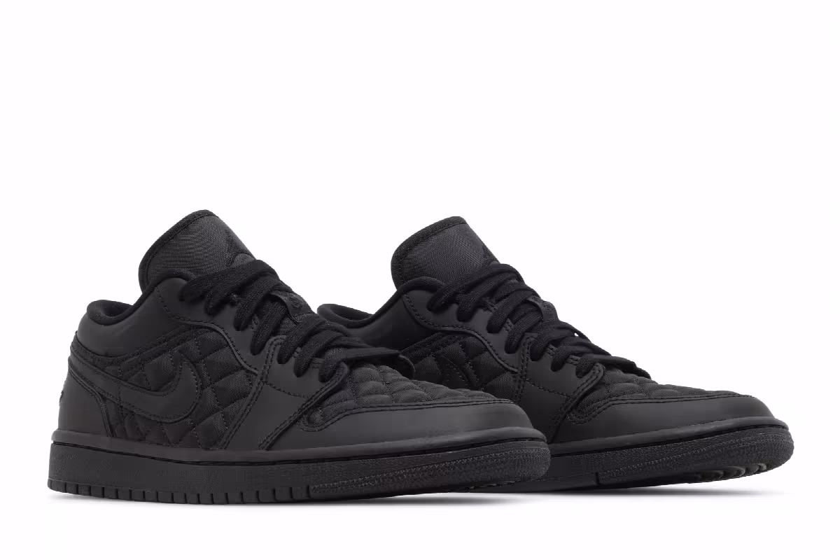 Women's Air Jordan 1 Low Triple Black Quilted, view 9