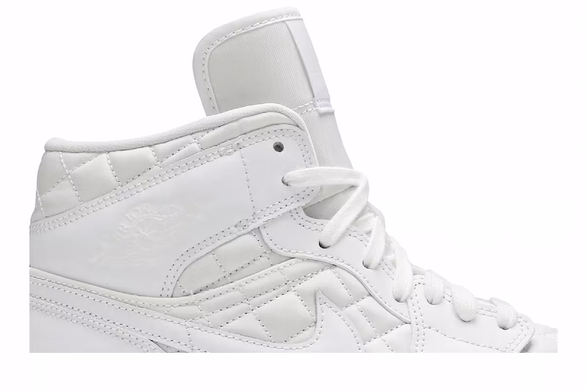 Women's Air Jordan 1 Mid SE White Quilted, view 3