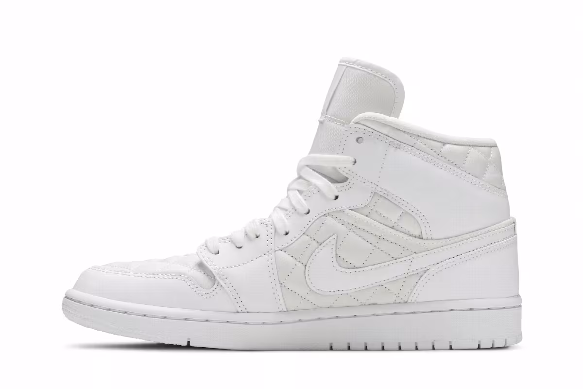 Women's Air Jordan 1 Mid SE White Quilted, view 4