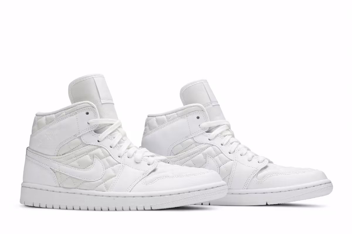 Women's Air Jordan 1 Mid SE White Quilted, view 9