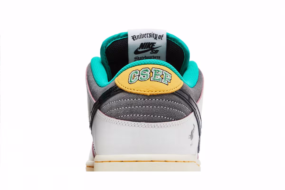 Men's CSEF x Nike Dunk Low SB White Clear Emerald, view 8