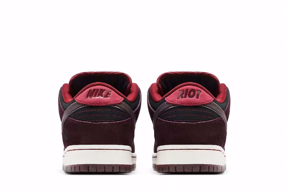 RIOT Skateshop x Nike Dunk Low Pro SB QS Mahogany Dark Beetroot, view 7