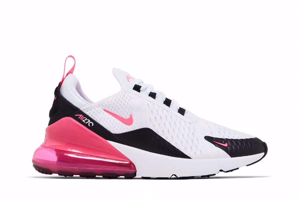 Nike Women's Air Max 270 White Black Hyper Pink, view 2