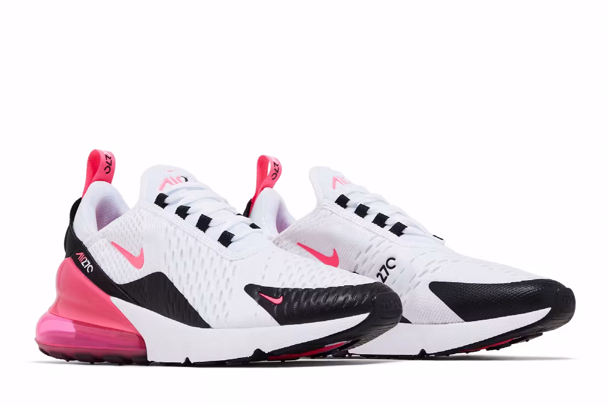 Nike Women's Air Max 270 White Black Hyper Pink, view 9