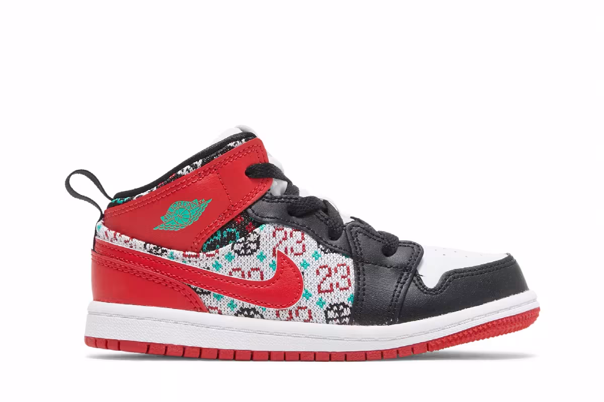 Air Jordan 1 Mid SE TD Ugly Christmas Sweater, view 2