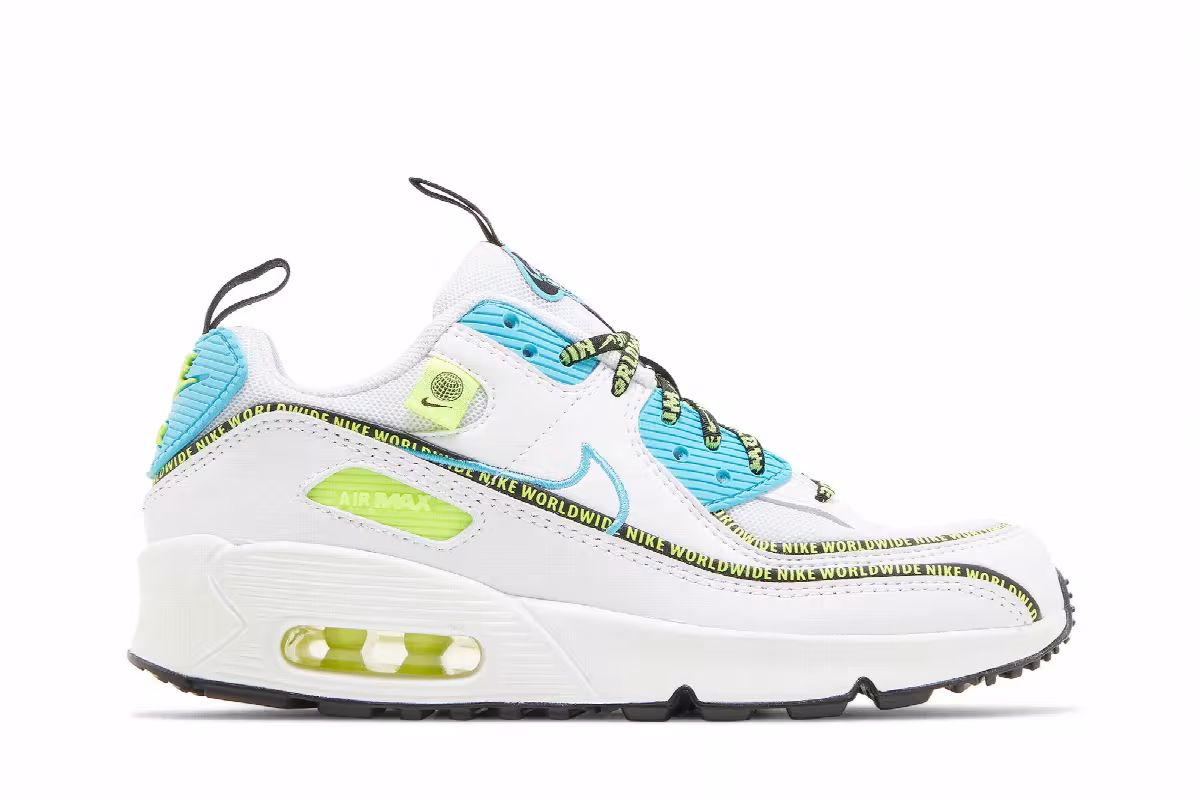 Nike Air Max 90 SE GS Worldwide Pack - Blue Fury Volt, view 2