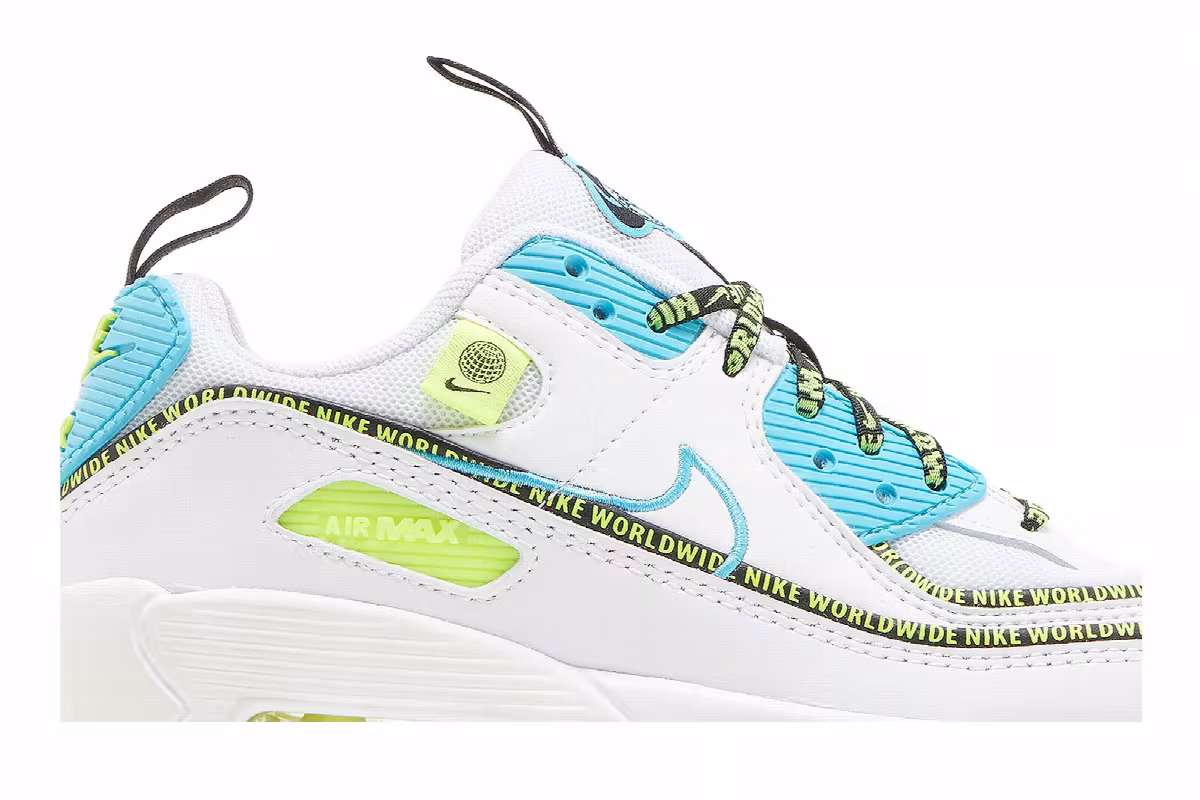 Nike Air Max 90 SE GS Worldwide Pack - Blue Fury Volt, view 3