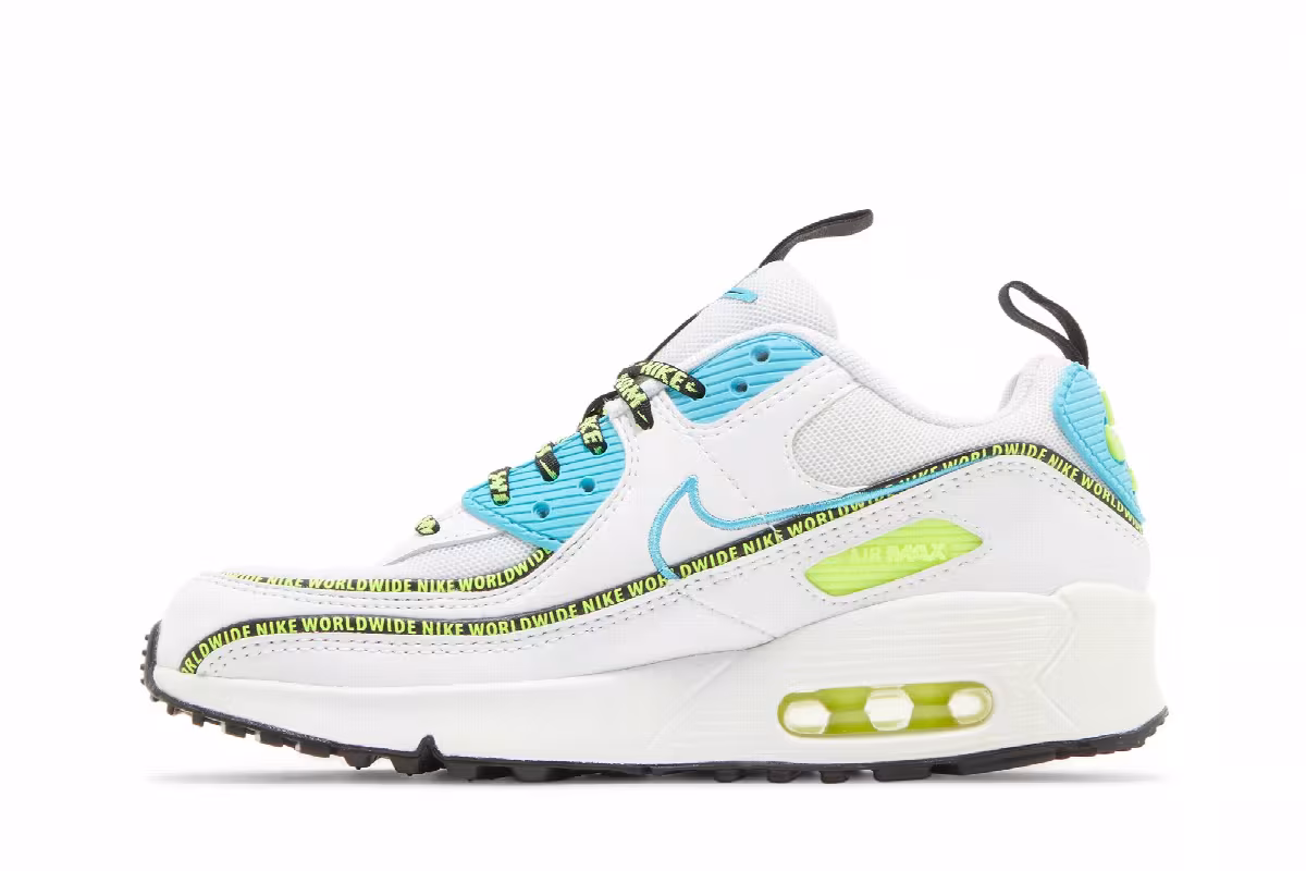 Nike Air Max 90 SE GS Worldwide Pack - Blue Fury Volt, view 4