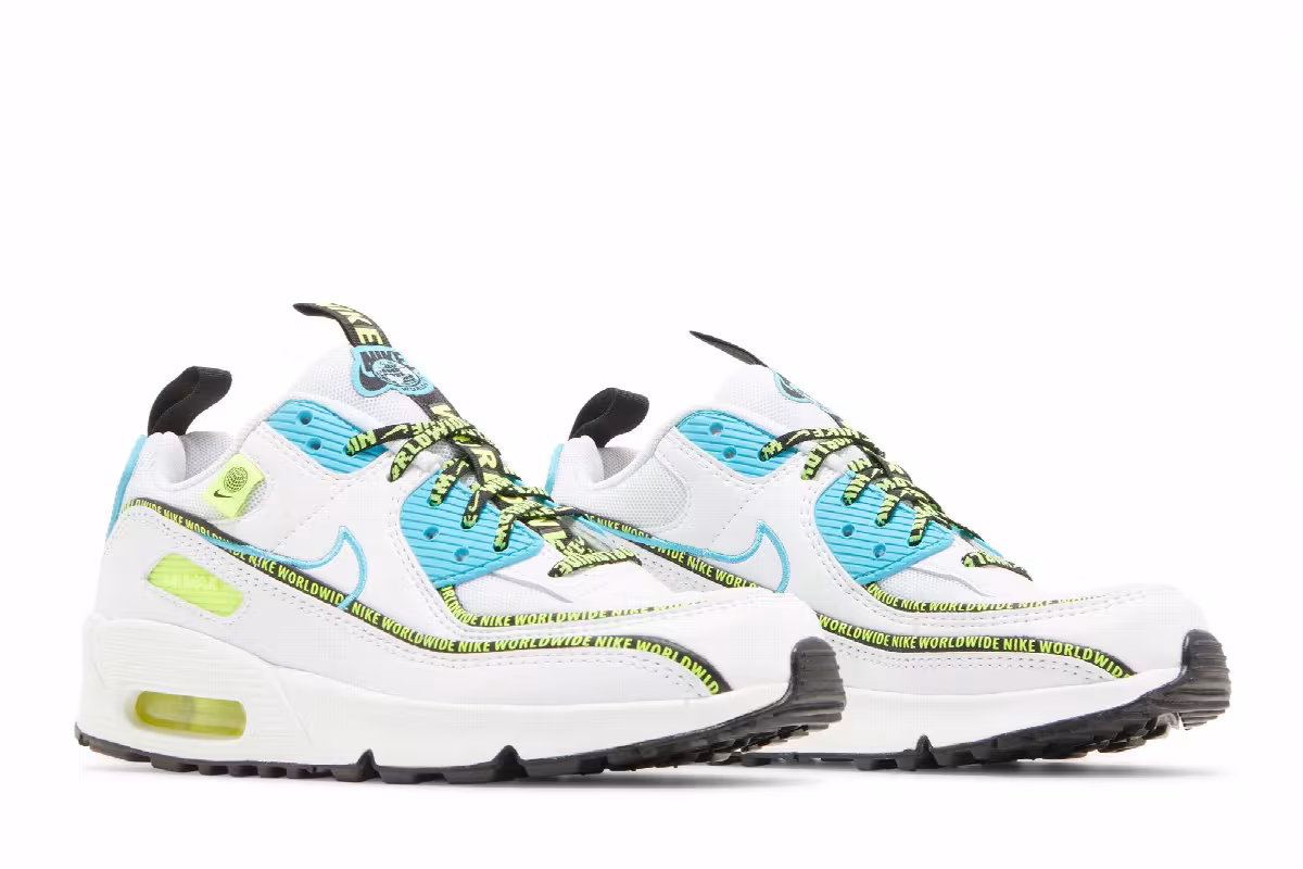 Nike Air Max 90 SE GS Worldwide Pack - Blue Fury Volt, view 9