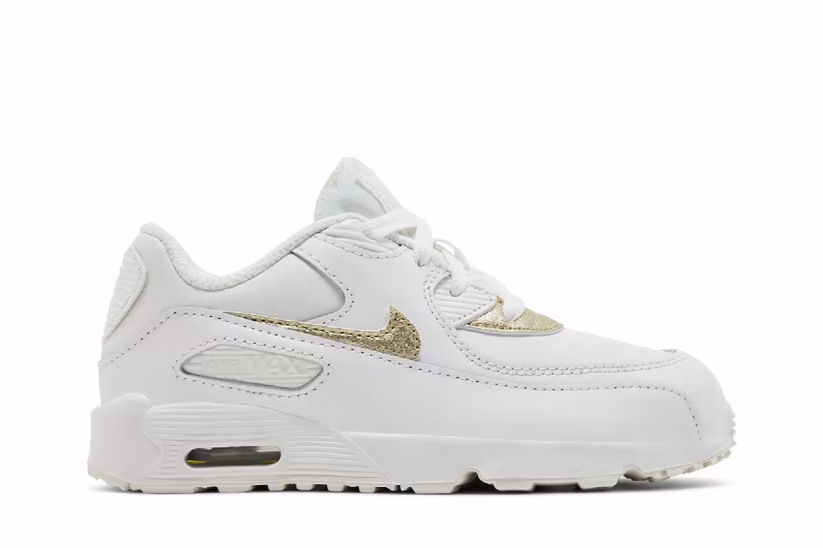 Nike Air Max 90 Leather TD White Metallic Gold Star, view 2