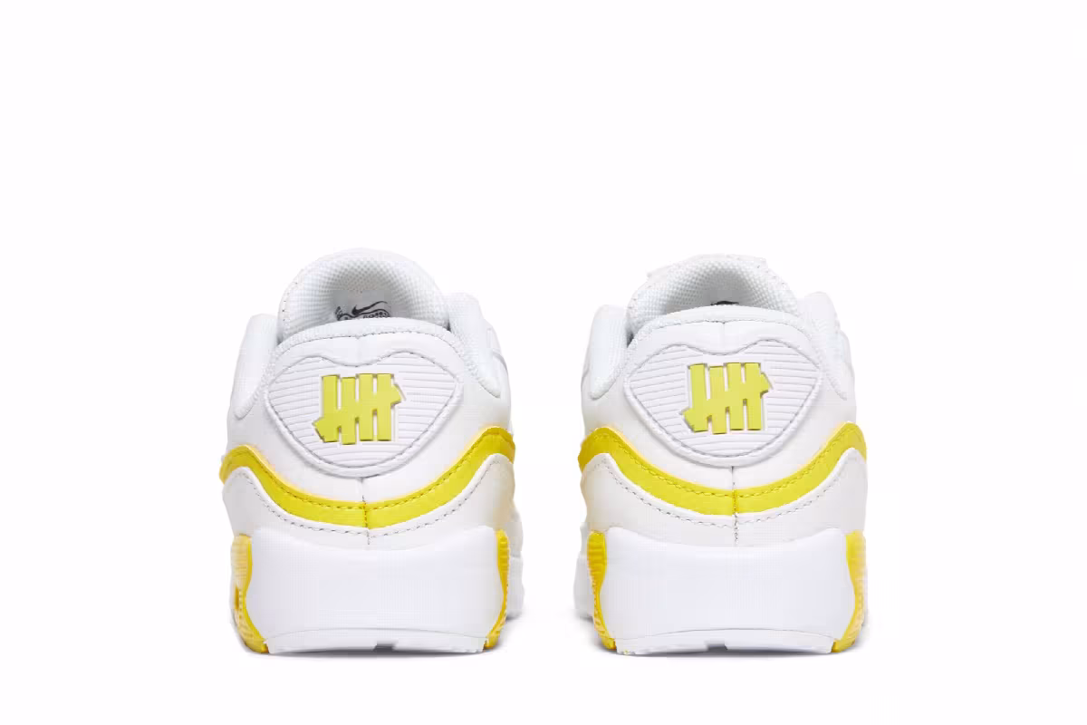 Undefeated x Nike Air Max 90 BT White Optic Yellow, view 7