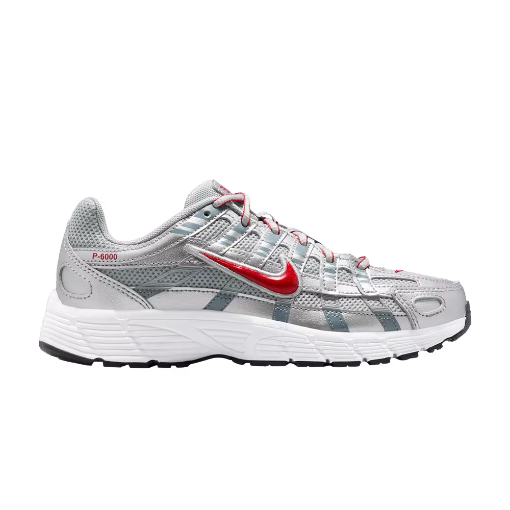 Nike P-6000 GS Metallic Silver Gym Red