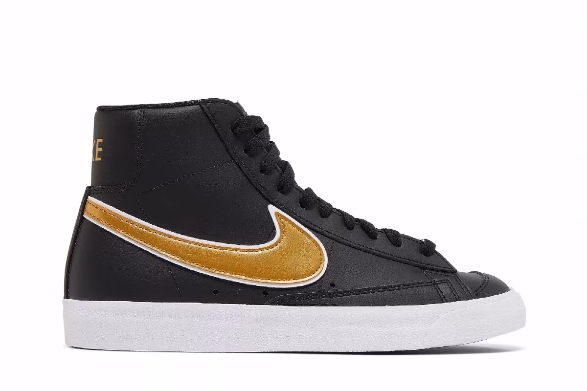 Nike Women's Blazer Mid Black Metallic Gold, view 2