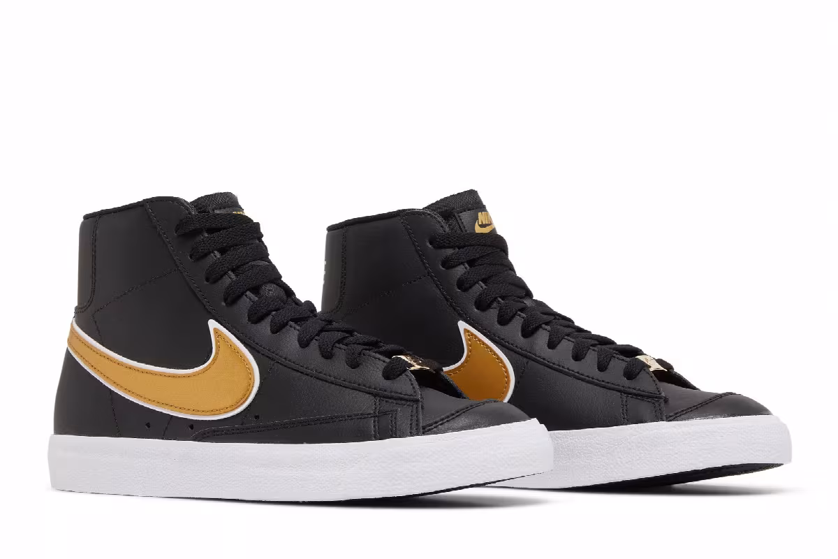 Nike Women's Blazer Mid Black Metallic Gold, view 9