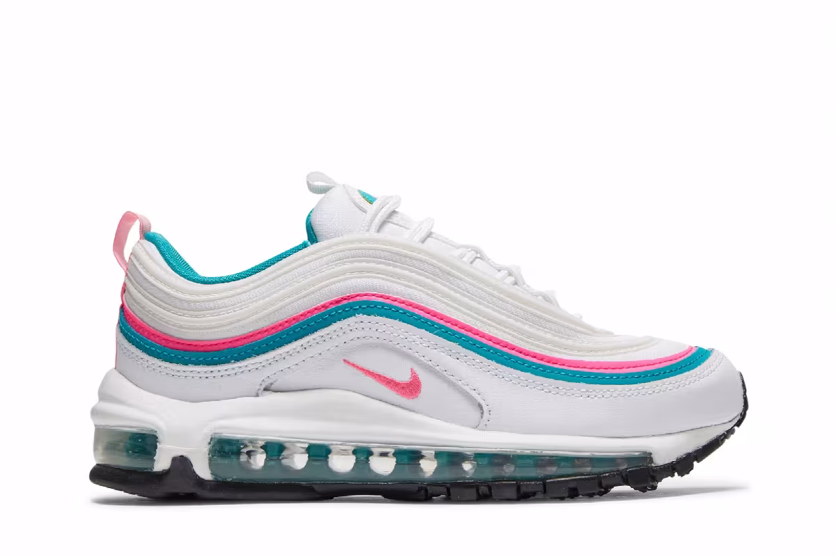 Nike Women's Air Max 97 White Pink Turbo Green, view 2