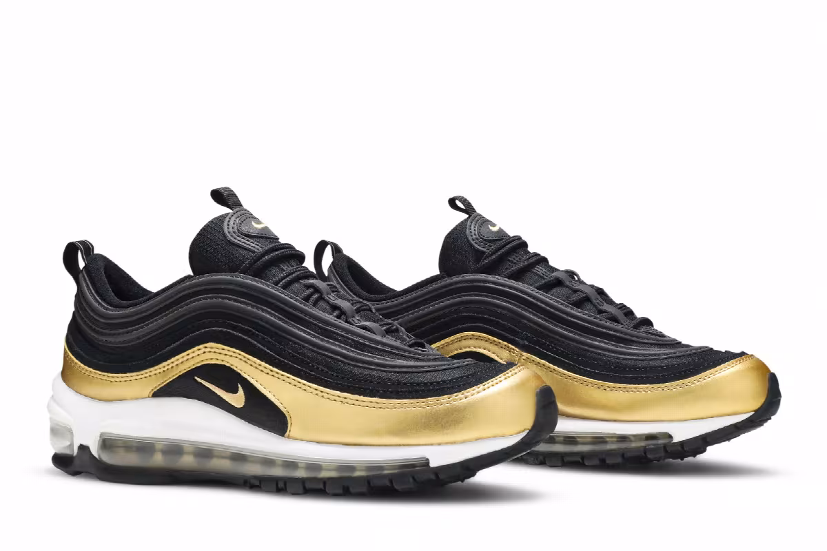 Nike Air Max 97 GS Black Metallic Gold, view 9