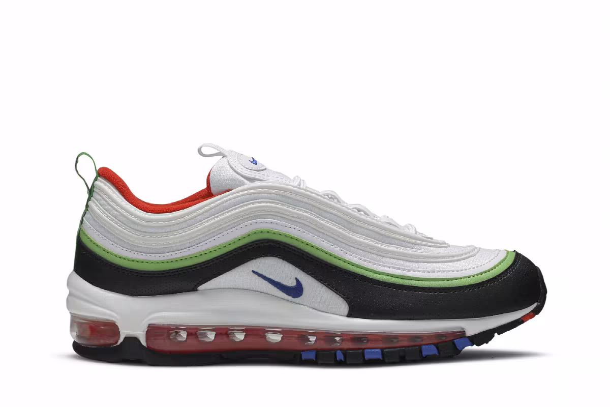 Nike Air Max 97 GS White Royal Green Nebula, view 2