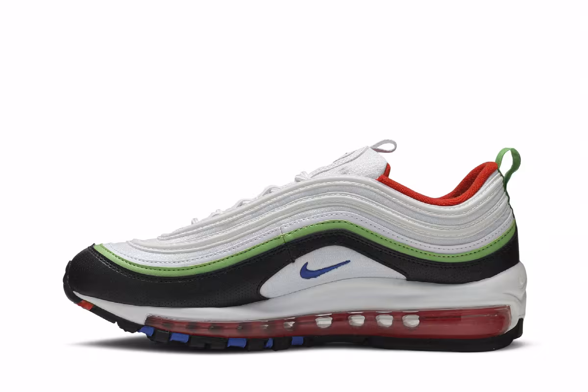 Nike Air Max 97 GS White Royal Green Nebula, view 4