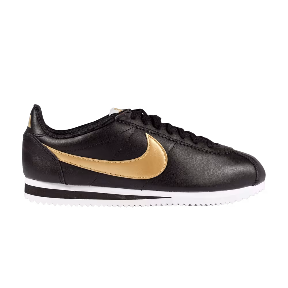 Nike Women's Classic Cortez Leather Black Metallic Gold