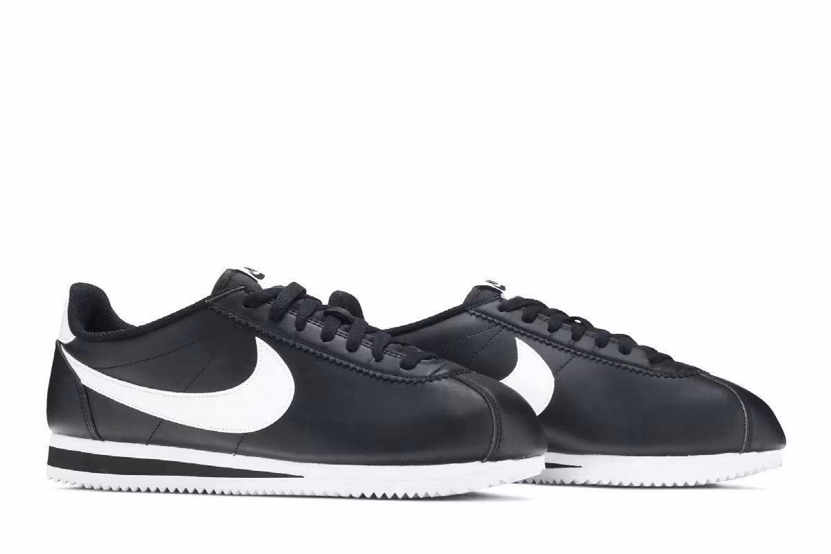 Nike Women's Classic Cortez Leather Black White, view 9