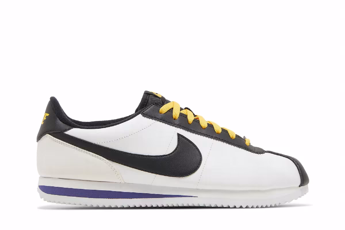 Nike Cortez Basic Leather White Black Amarillo, view 2
