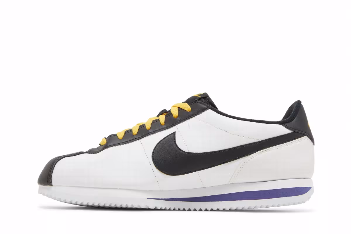Nike Cortez Basic Leather White Black Amarillo, view 4