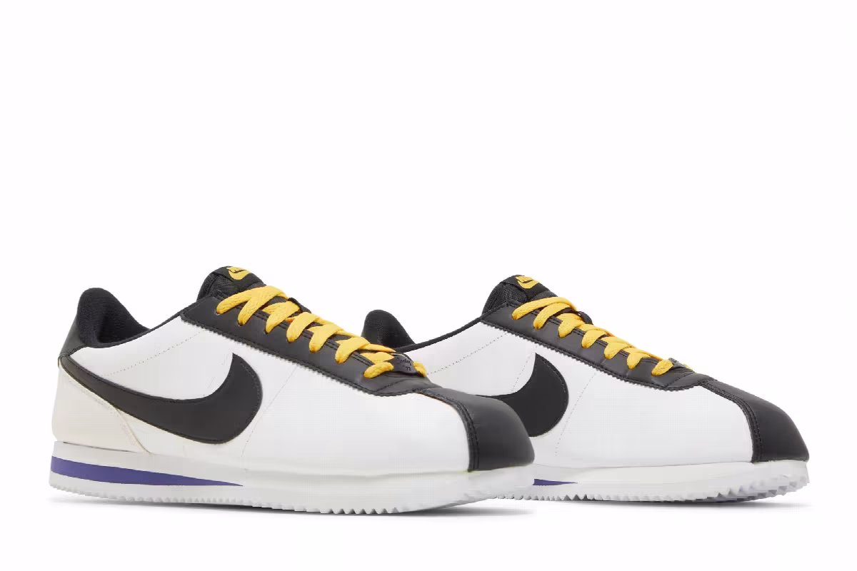 Nike Cortez Basic Leather White Black Amarillo, view 9