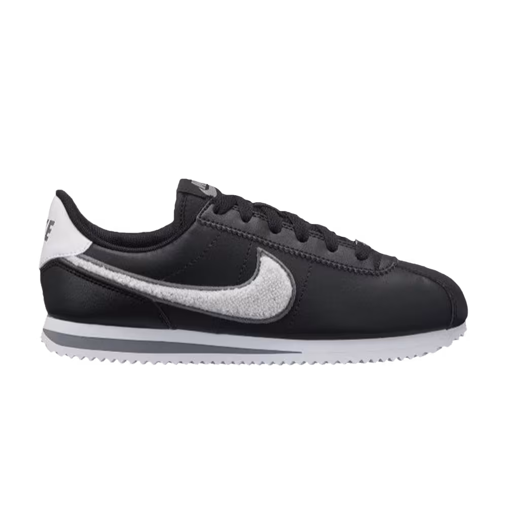 Nike Cortez Basic Leather SE GS Chenille Swoosh - Black