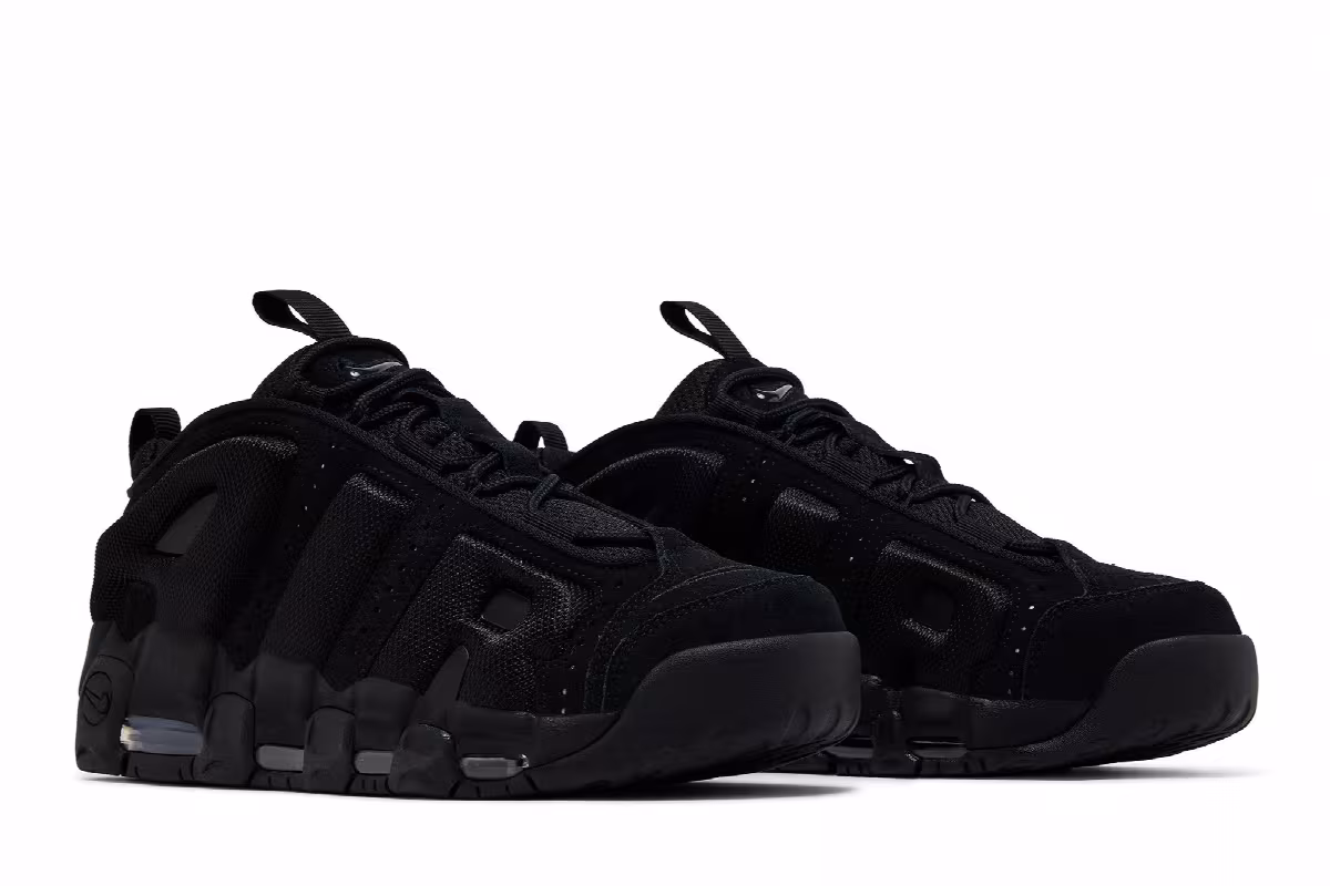 Nike Air More Uptempo Low Triple Black, view 9