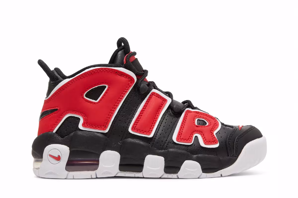 Nike Air More Uptempo GS Black University Red, view 2