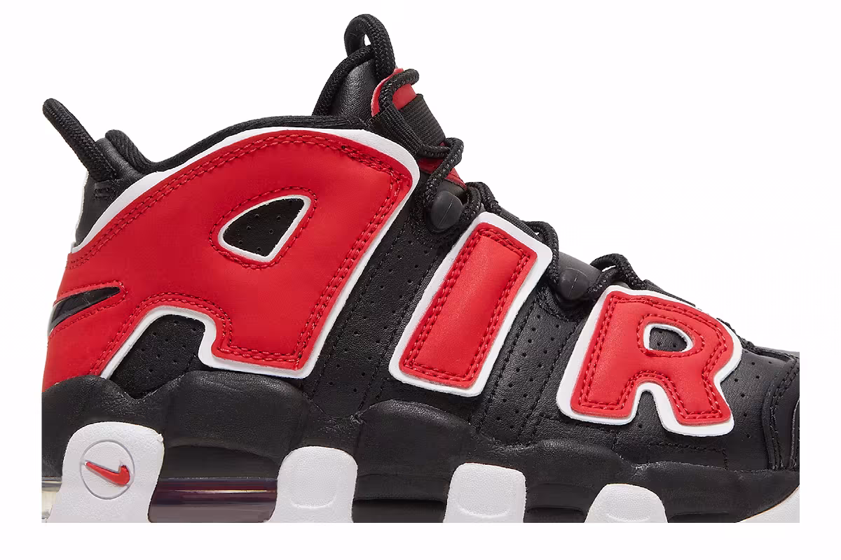 Nike Air More Uptempo GS Black University Red, view 3