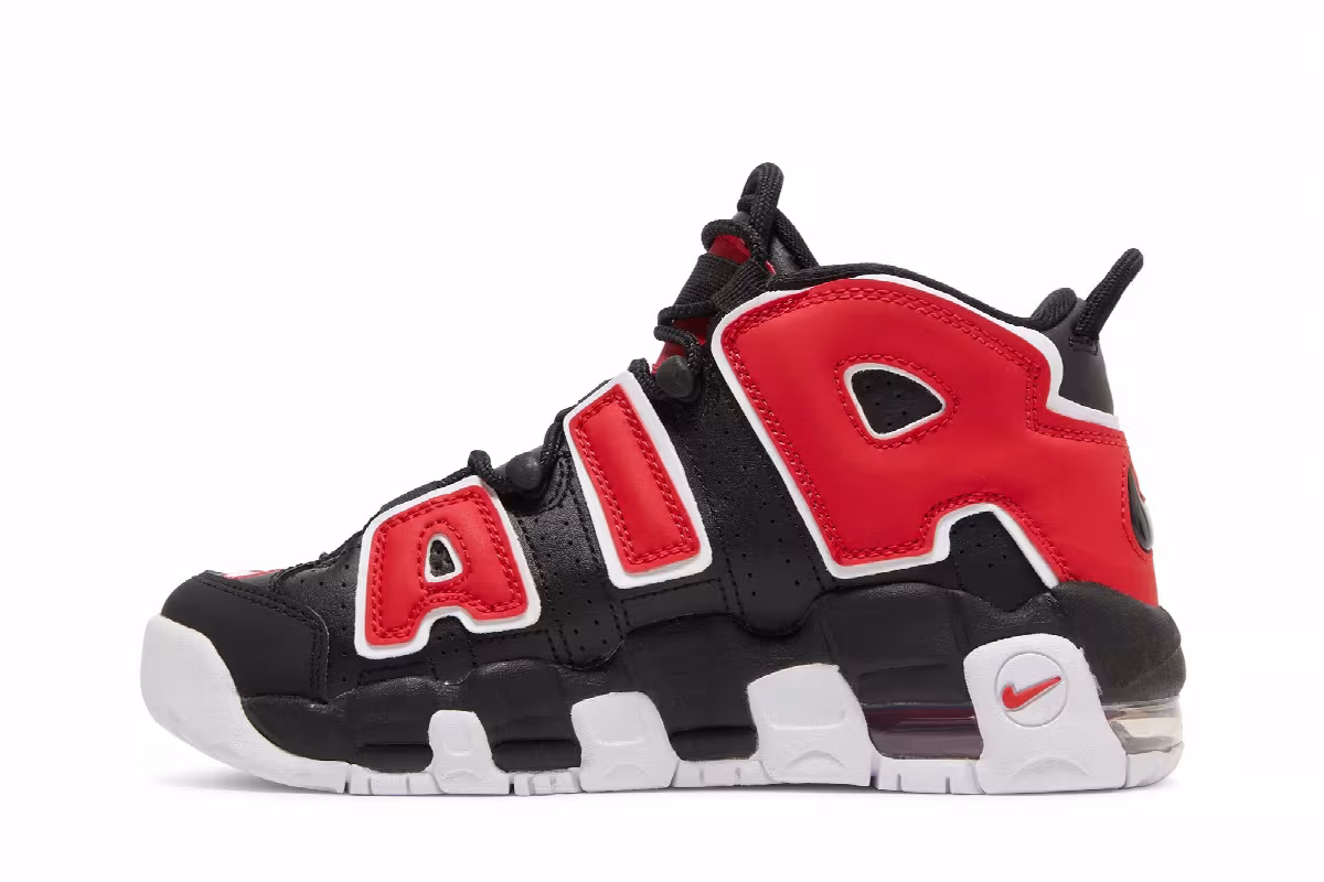 Nike Air More Uptempo GS Black University Red, view 4