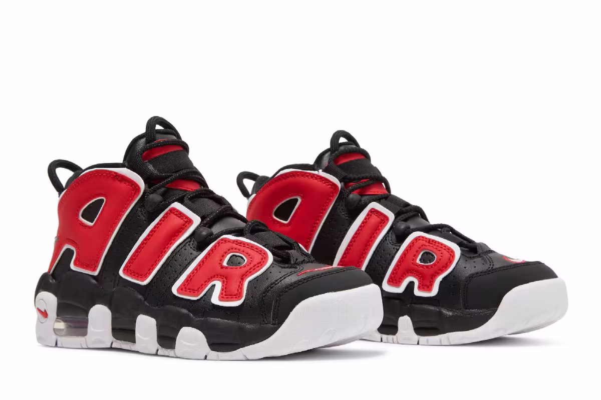 Nike Air More Uptempo GS Black University Red, view 9