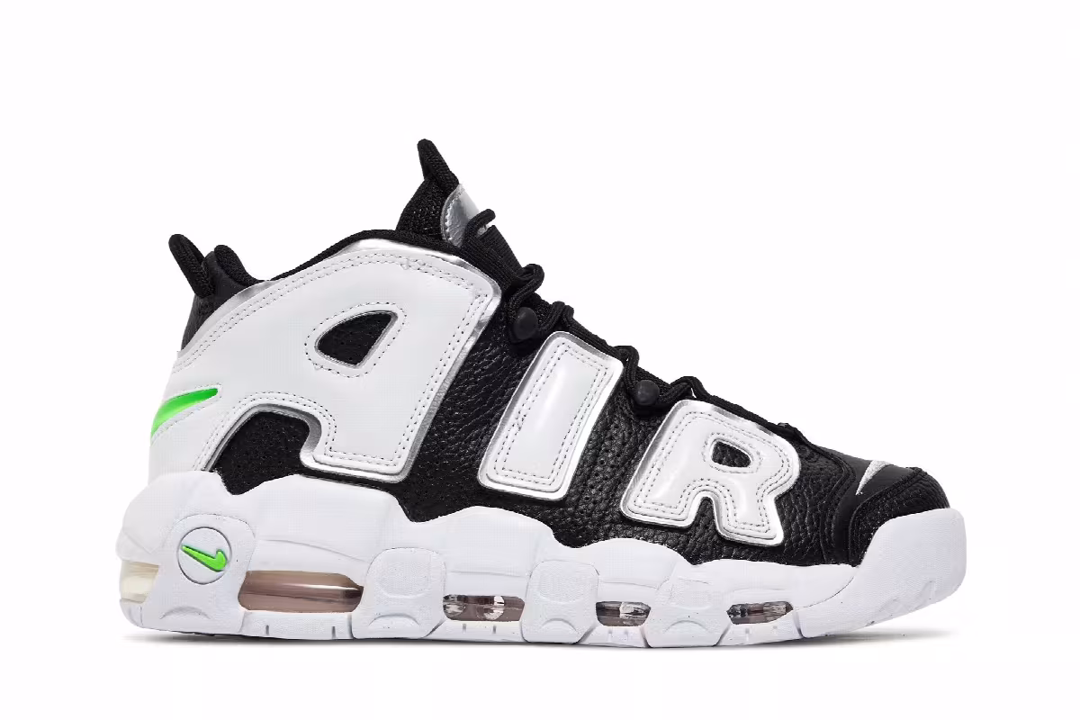 Nike Women's Air More Uptempo Black Metallic Silver, view 2