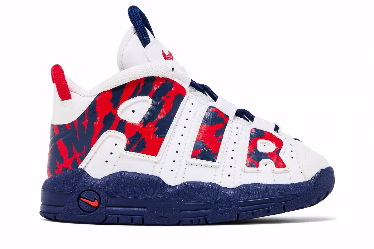 Nike Air More Uptempo TD Red Navy Camo, view 2