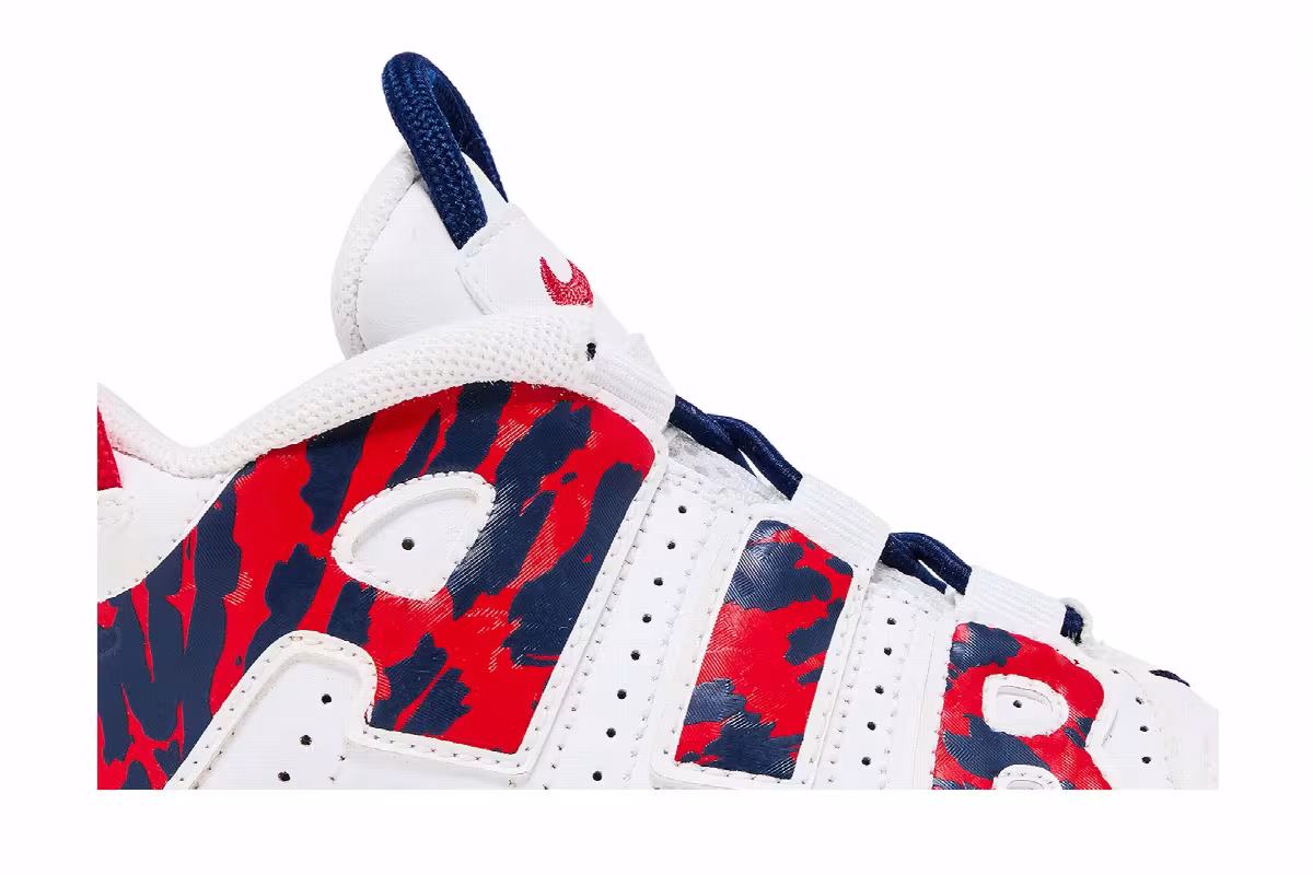 Nike Air More Uptempo TD Red Navy Camo, view 3