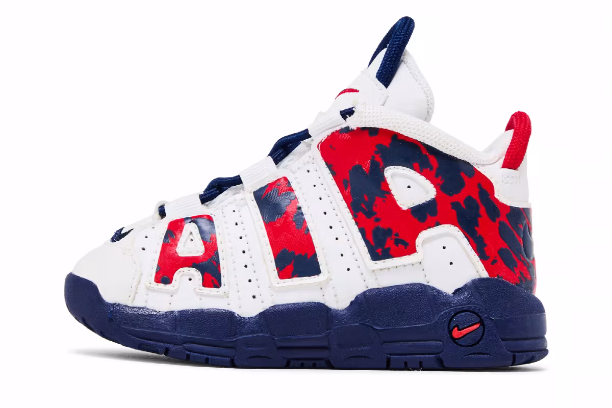 Nike Air More Uptempo TD Red Navy Camo, view 4