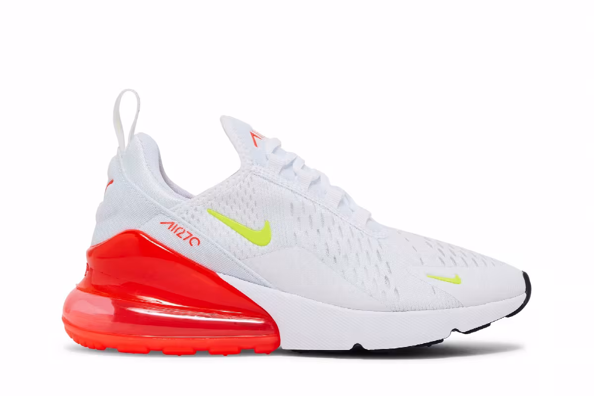 Nike Women's Air Max 270 White Bright Crimson Volt, view 2