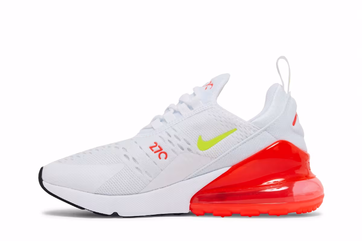 Nike Women's Air Max 270 White Bright Crimson Volt, view 4