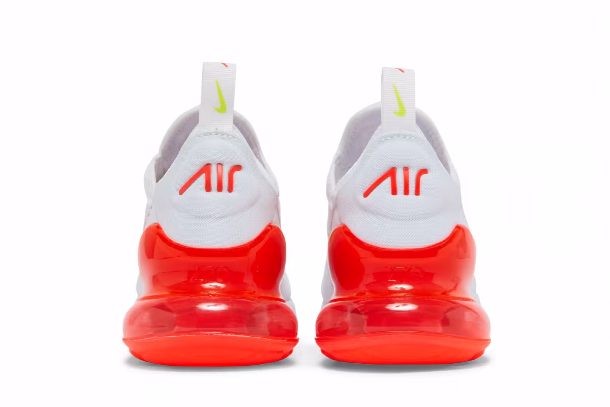 Nike Women's Air Max 270 White Bright Crimson Volt, view 7