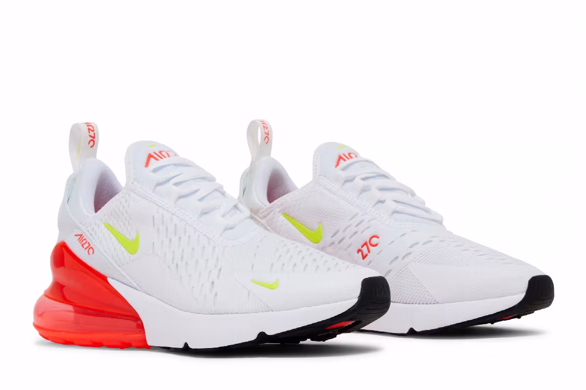 Nike Women's Air Max 270 White Bright Crimson Volt, view 9