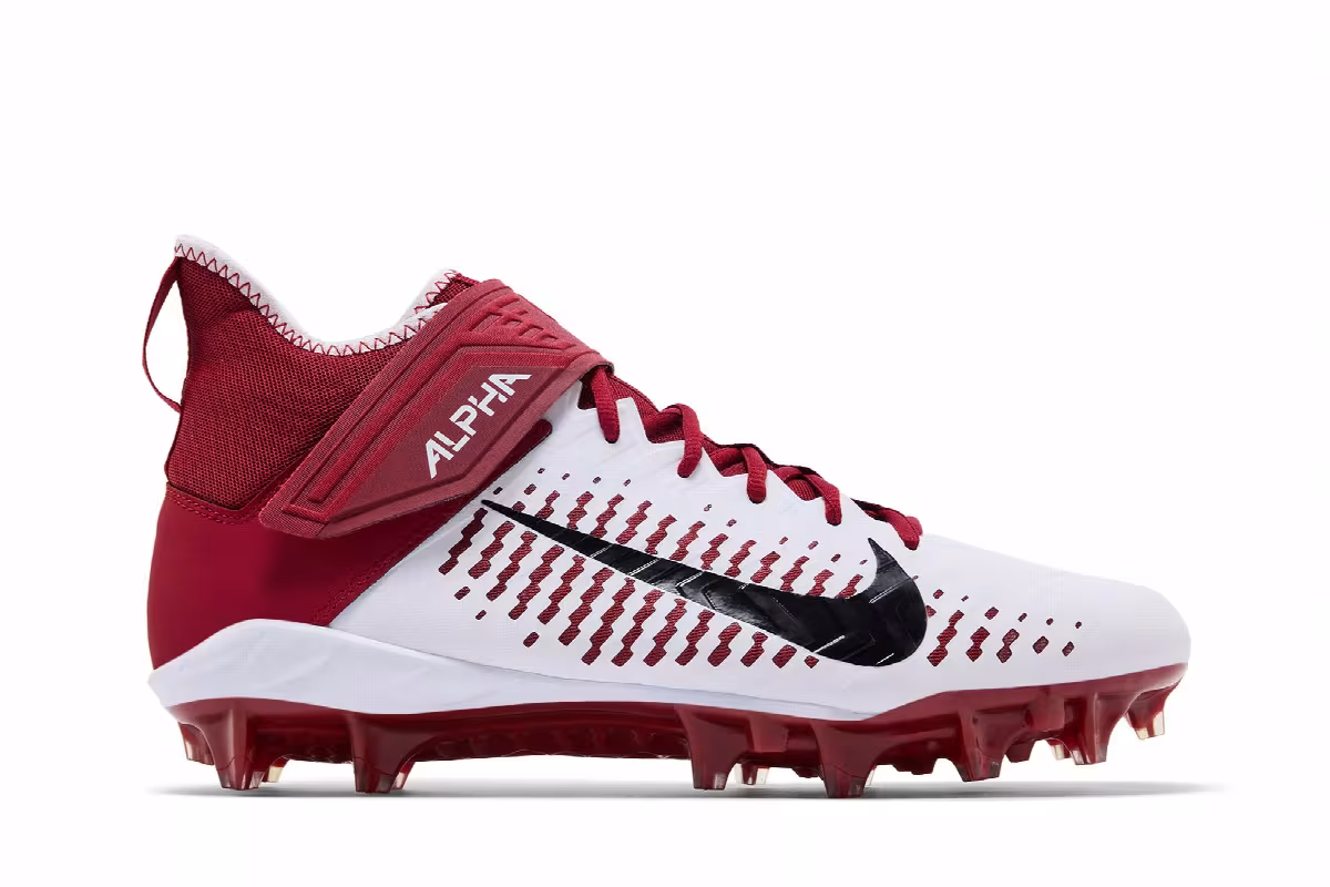 Nike Alpha Menace Pro 2 Mid White Team Crimson, view 2