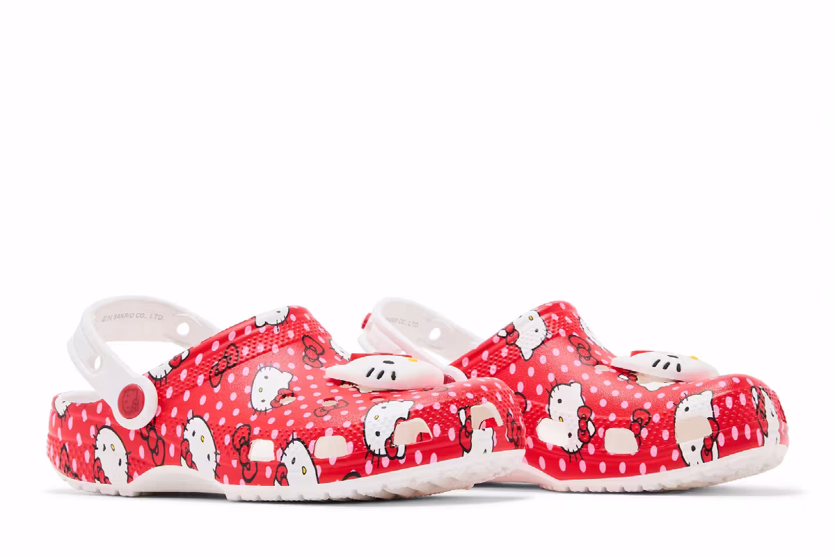 Hello Kitty x Crocs Classic Clog Kids Red Polka Dots, view 9