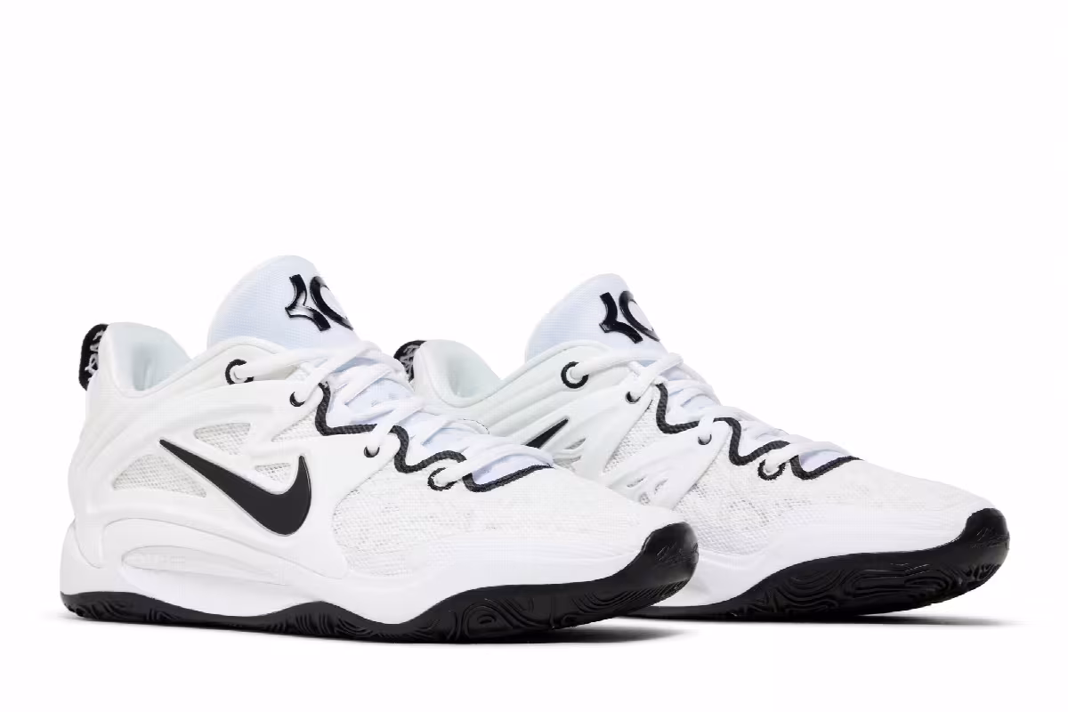Nike KD 15 TB White Black, view 9