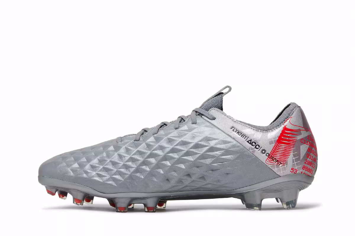 Nike Tiempo Legend 8 Elite FG Metallic Grey Crimson, view 4