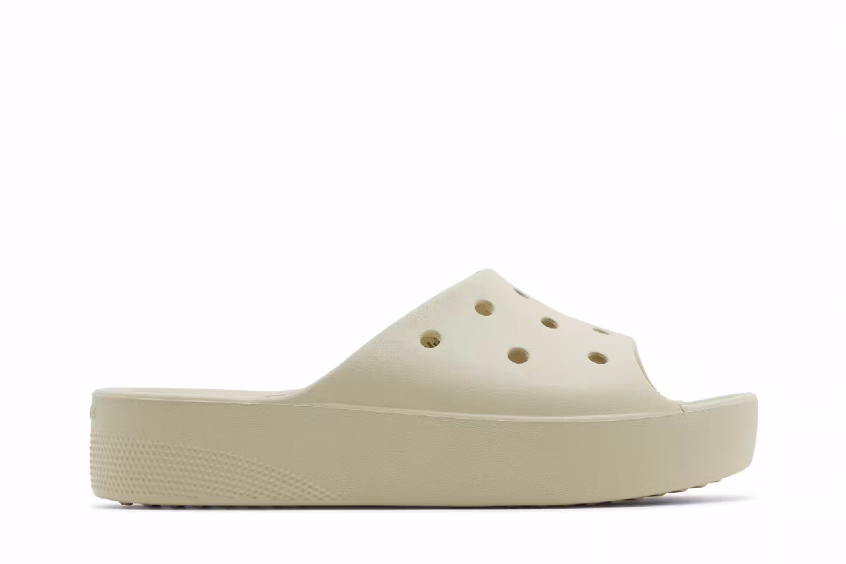 Crocs Women's Classic Platform Slide Bone, view 2